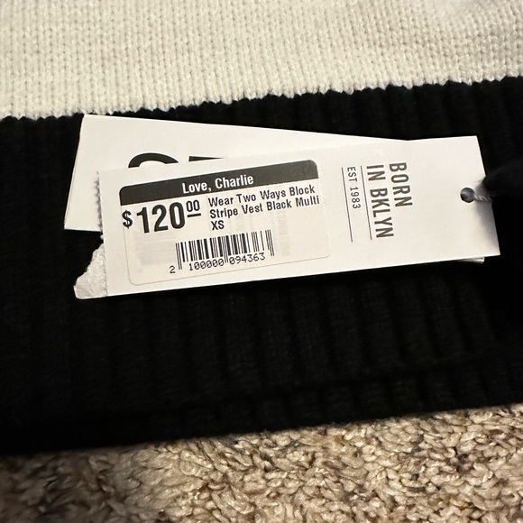 NWT 525 XS Reversible Striped Sweater Vest - Picture 2 of 5